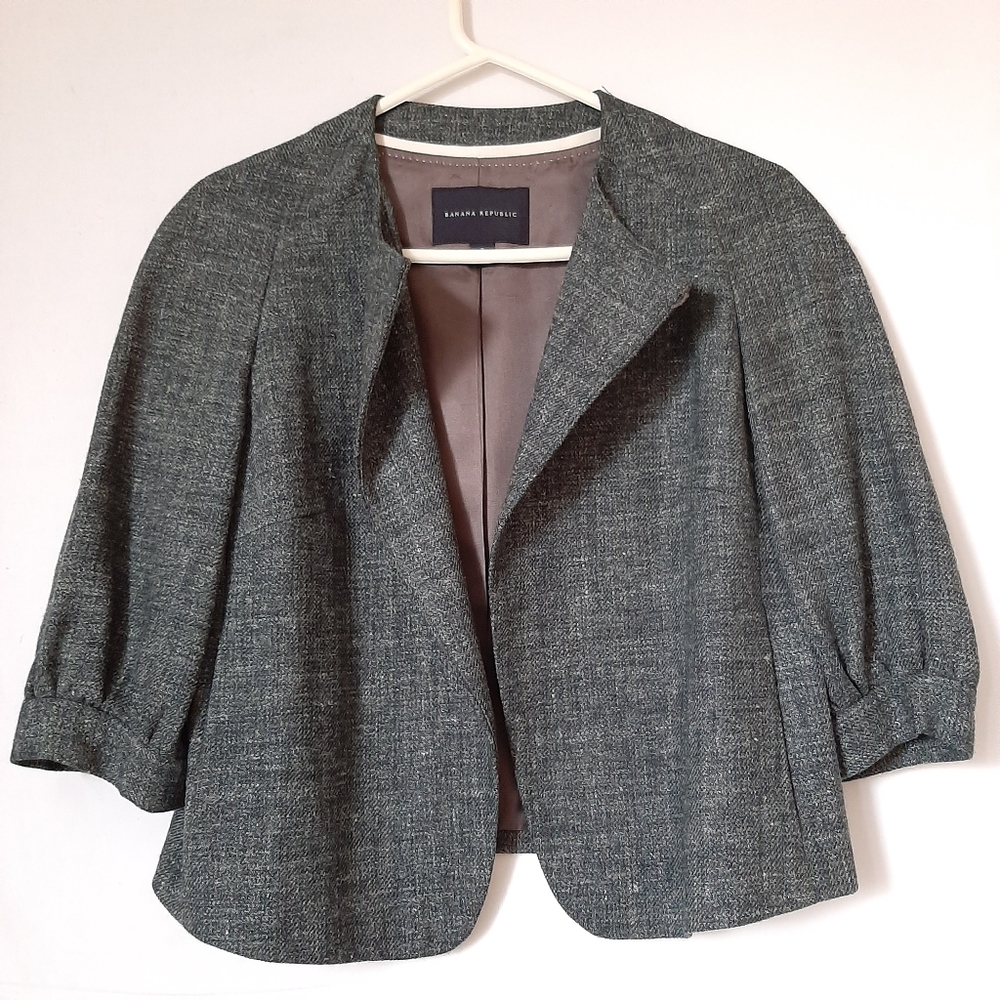 Banana Republic Wool Half Sleeve Crop Blazer